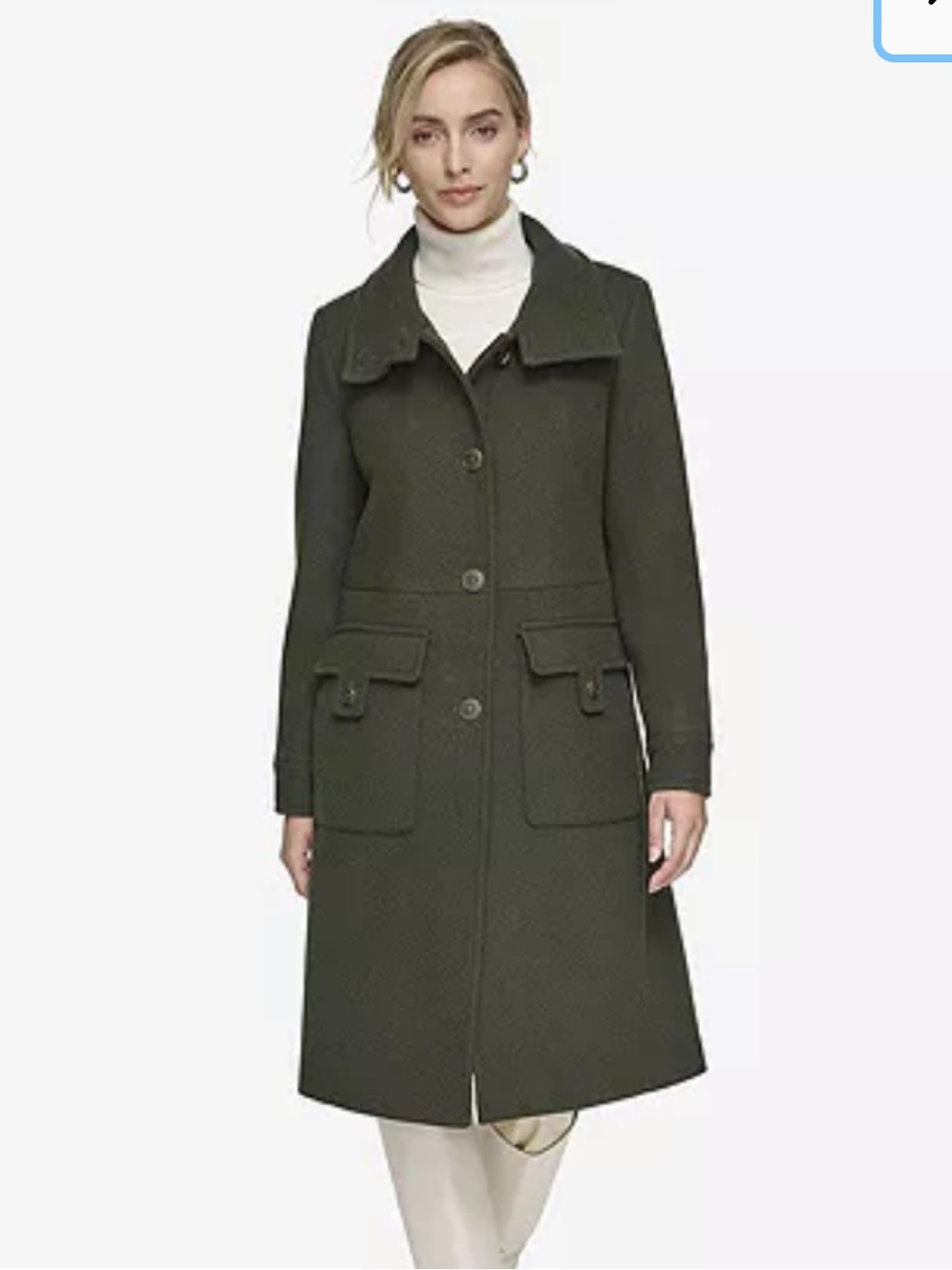Andrew Marc Almedia Wool Twill Coat With Back Belt Rosemary